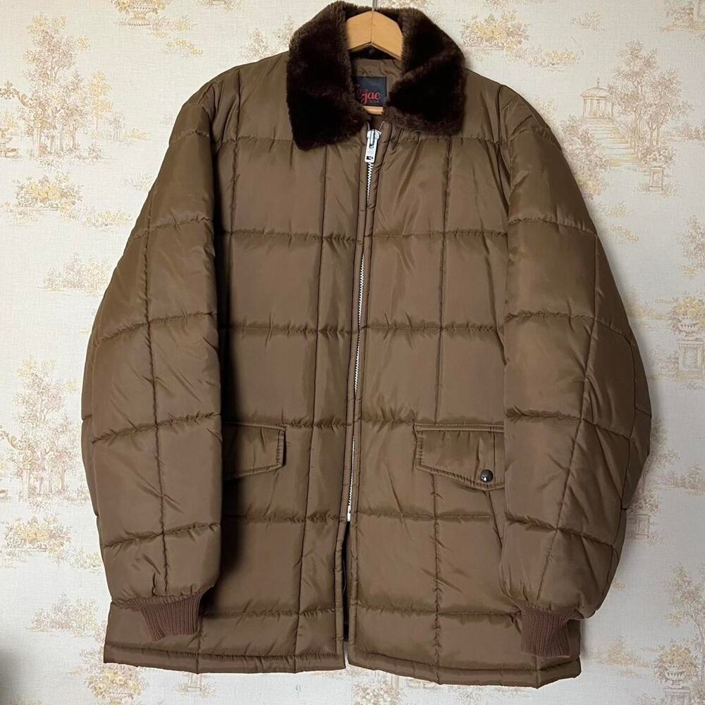 Vintage 70s Cal-Jac Sherpa Collar Puffer Jacket | Brown Quilted USA Made | 2XL
